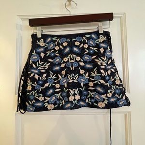 Zara Blue Floral Mini Skirt